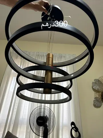 Modern Ring Pendant Ceiling Light - Black  Brass, Good Condition