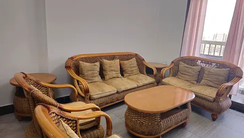 Rattan/Wicker 3-piece Sofa Set with Coffee  Side Table - Good Condition