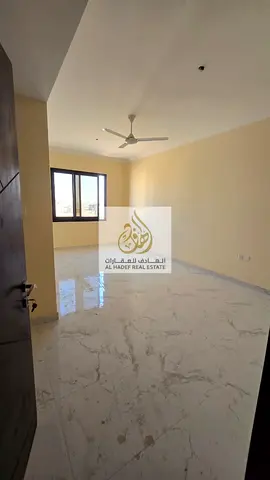 For rent in Ajman, first occupancy. In Al Jurf 3, on Sheikh Mohammed Bin Zayed Road. One bedroom, living room, two bathrooms, and balcony. AED 33,000