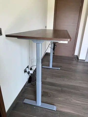 Electric Height Adjustable Standing Desk - Dark Wood Top