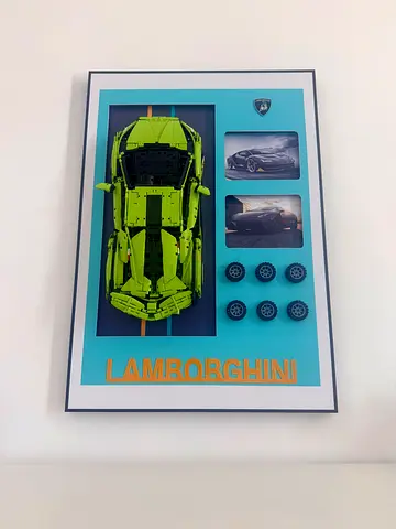 Framed Lamborghini Model Display — Green Supercar Décor