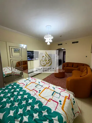 🏙️✨ A fantastic opportunity for monthly rent in Ajman ✨🏙️ A fully furnished studio apartment with upscale hotel-style furnishings is now available