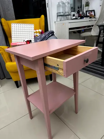 Pair of Dusty Rose Nightstand with Drawer and Shelf
