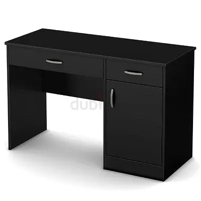 Compact Black Home Office Desk with Drawer and Cabinet