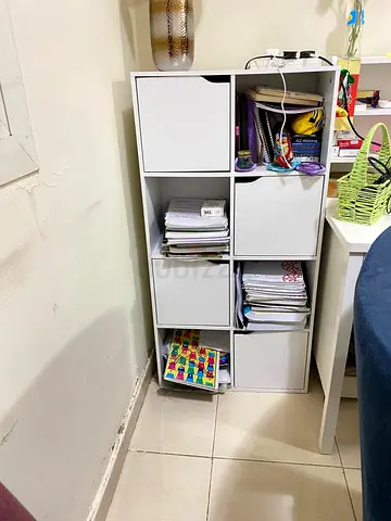 White 8-Cube Storage Shelf Cabinet - Good Condition
