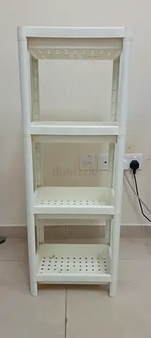 White 4-Tier Plastic Storage Shelf - Compact and Lightweight