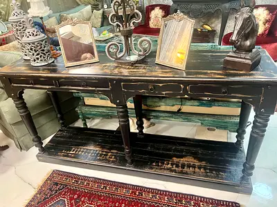 Solid wood marina console table