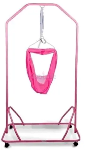 Pink baby swing cradle - thottil with stand