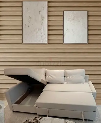 White L-shaped Storage Sofa Bed — Good Condition