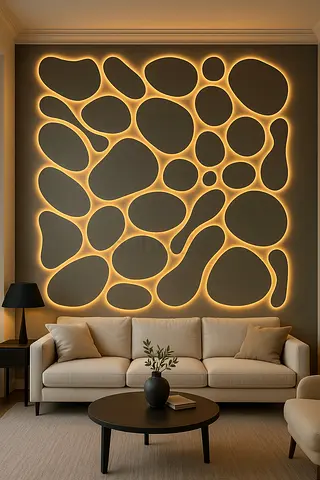 Modern Backlit Decorative Wall Panel - Pebble Design