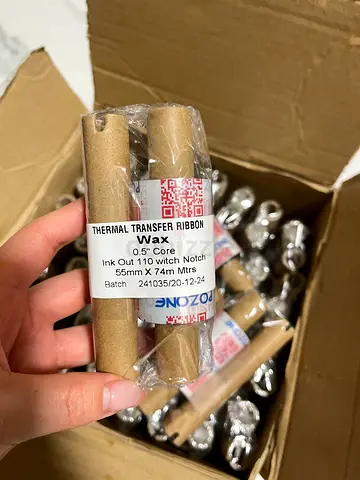 Thermal Transfer Ribbon Rolls - Wax/Resin, 50mm x 74m (36 rolls )