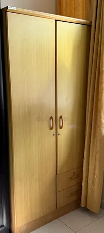 Light wood 2-door wardrobe with drawers - good condition