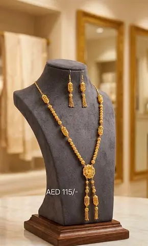 Gold plated long chain Necklace set