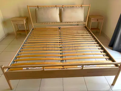 Premium IKEA BJÖRKSNÄS Solid Birch Bedroom Set (Bed, Tables  Drawers)