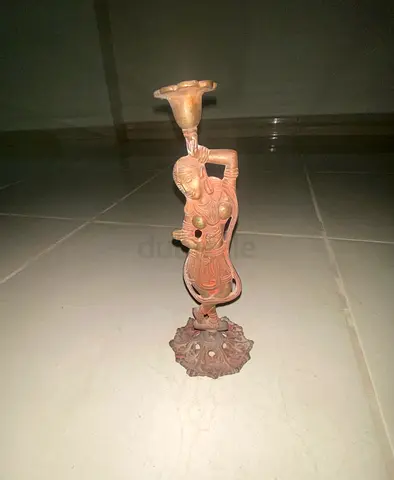 Antique- Brass Figurine Candle Holder 8inch height