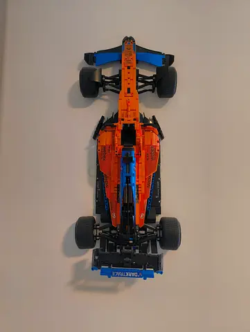 Built NOT LEGO-style Technic Formula Race Car (Orange/Blue) - Good Condition
