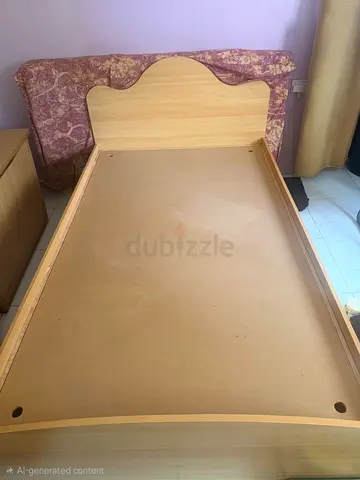 Queen size wooden bed frame with headboard - light oak finish