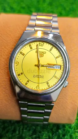 Seiko 5 Automatic Mens Watch - Gold Dial, Stainless Steel Bracelet(Used) NO BOX NO PAPER