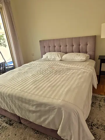 King size upholstered tufted bed frame without mattress