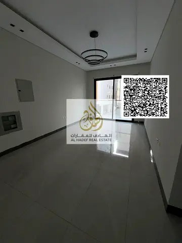 Two bedrooms and a living room in Al Jurf 3, behind the Chinese Market. Three bathrooms and a balcony. Super deluxe finishing. Rent is 45,000 AED paya