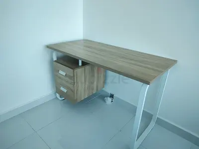 Compact modern study desk with two drawers (wood finish), 3 Desks
