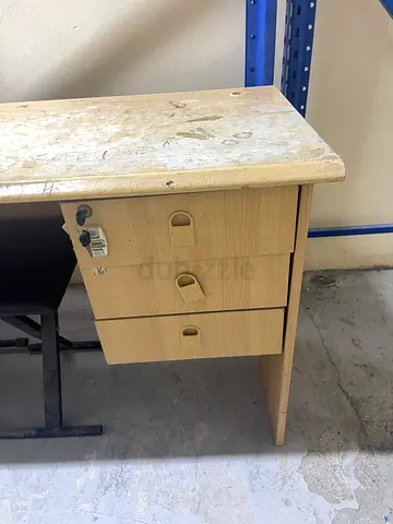Used small wooden office desk with 3 drawers