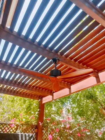 Outdoor Wooden Pergola with Ceiling Fan (Installed)