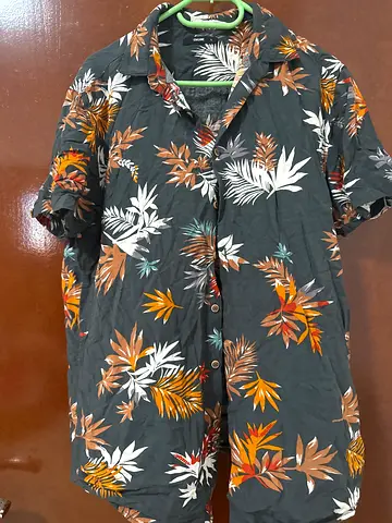 Mens Floral Short Sleeve Button Up Shirt