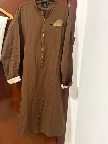 Mens Brown Traditional Long Tunic Kurta
