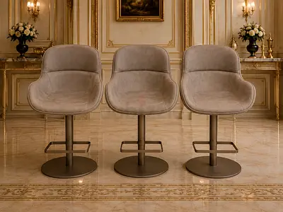 Set of 3 Modern Swivel Bar Stools with Upholstered Seats