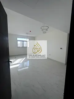 Annual rent in Ajman, Al Jurf 3 area. New building, suitable for families. Two-bedroom apartment wit