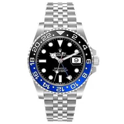 Rolex GMT-Master II Batman Jubilee Stainless Steel Watch - Black/Blue Bezel