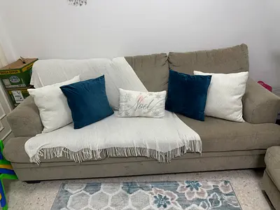 Comfortable 3 Seater Fabric Sofa with Cushions