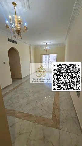 For rent in Al Hamidiya, Ajman: 3 bedrooms, living room, 3 bathrooms, balcony, and built-in wardrobes. Second occupant. Close to the court and univers