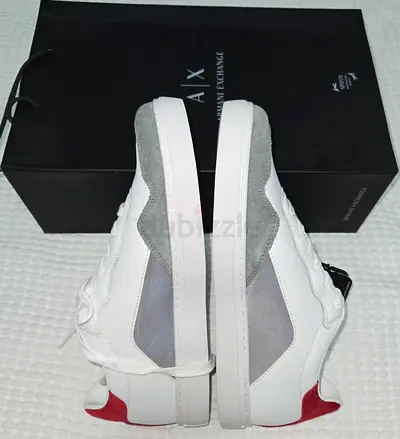 Genuine Armani Exchange Mens White/Grey Leather Sneakers - Size Euro 42M