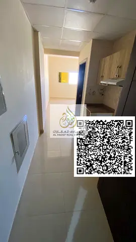 Studio apartment for rent in Al Jurf 3, Ajman, with a semi-separate kitchen and very spacious area. Close to the Chinese Market and Al Qabail area. Ex
