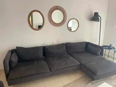 Dark Grey L-Shaped Sofa with Chaise Lounge