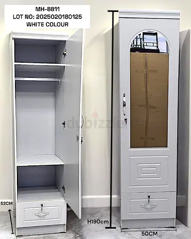 Couple Bed with Mattress and Cupboard