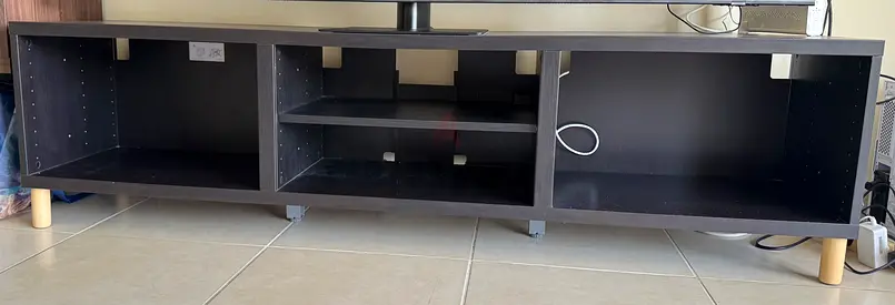 Low Black TV Entertainment Unit / Media Console - 3 Compartments