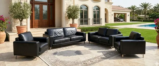 Sofa Leather Black 7 Seater