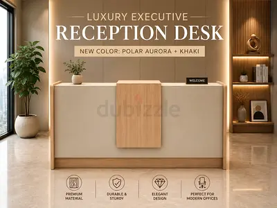 Modern Wooden Reception Desk with Storage – Stylish Office Front Counter Desk For Offices