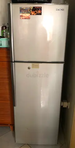 Silver Hitachi Double-Door Refrigerator - Good Working Condition