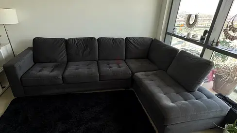 Modern Dark Grey L-Shaped Sectional Sofa