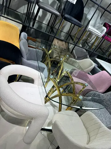 Glass Top Dining Table with Gold Base