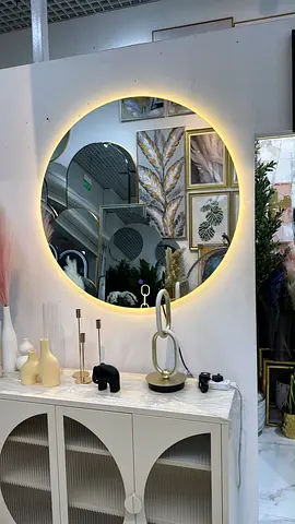 Elegant Round LED Mirror for Modern Interiors with three colors back led