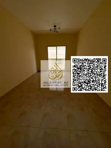 For rent in Al Hamidiya, Ajman: a one-bedroom apartment with a living room, two bathrooms, a hallway, and a balcony. Second occupancy. High-end finish