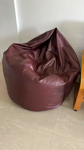 Brown Leather Bean Bag Chair - Comfortable Lounger