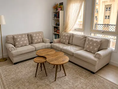 Beige 3-seater and 2-seater sofa set with Center Table 3 Pcs