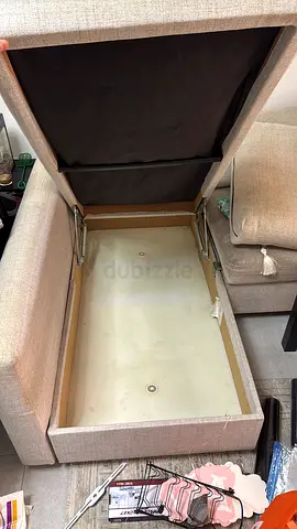 Beige L-shaped Sofa with Chaise — Comfortable 3-Seater, Good Condition need for wash only