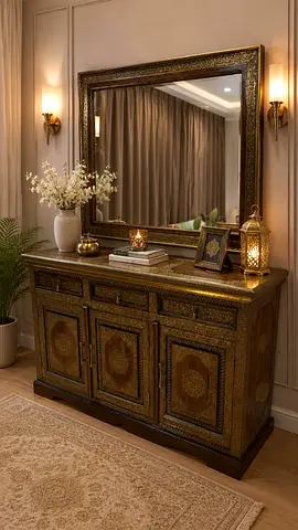 Marina Home Solid Wood Antique Sideboard/Dresser With Wall Mirror